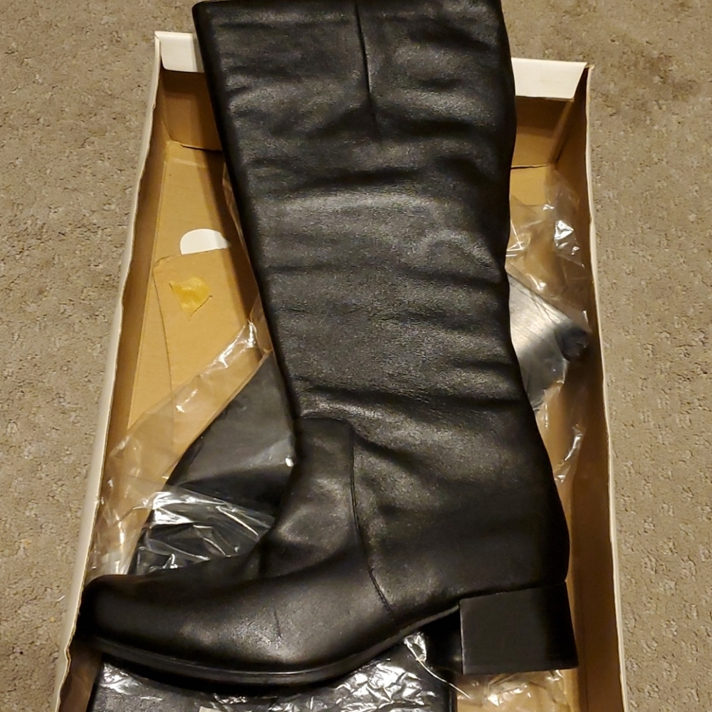 NWOT Black Leather Tall Boots